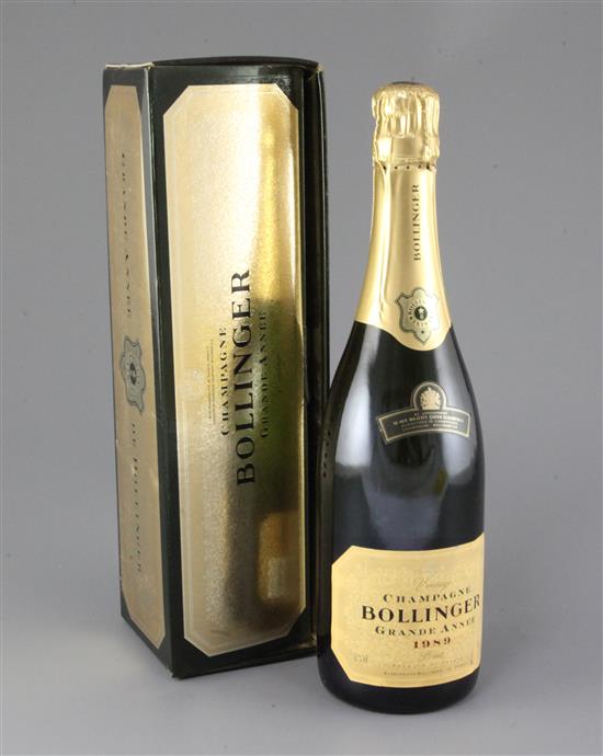 Six bottles of Bollinger Grand Annee vintage 1989 Champagne, in original boxes.